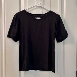 Black Top with 3/4 Ruffle Sleeves